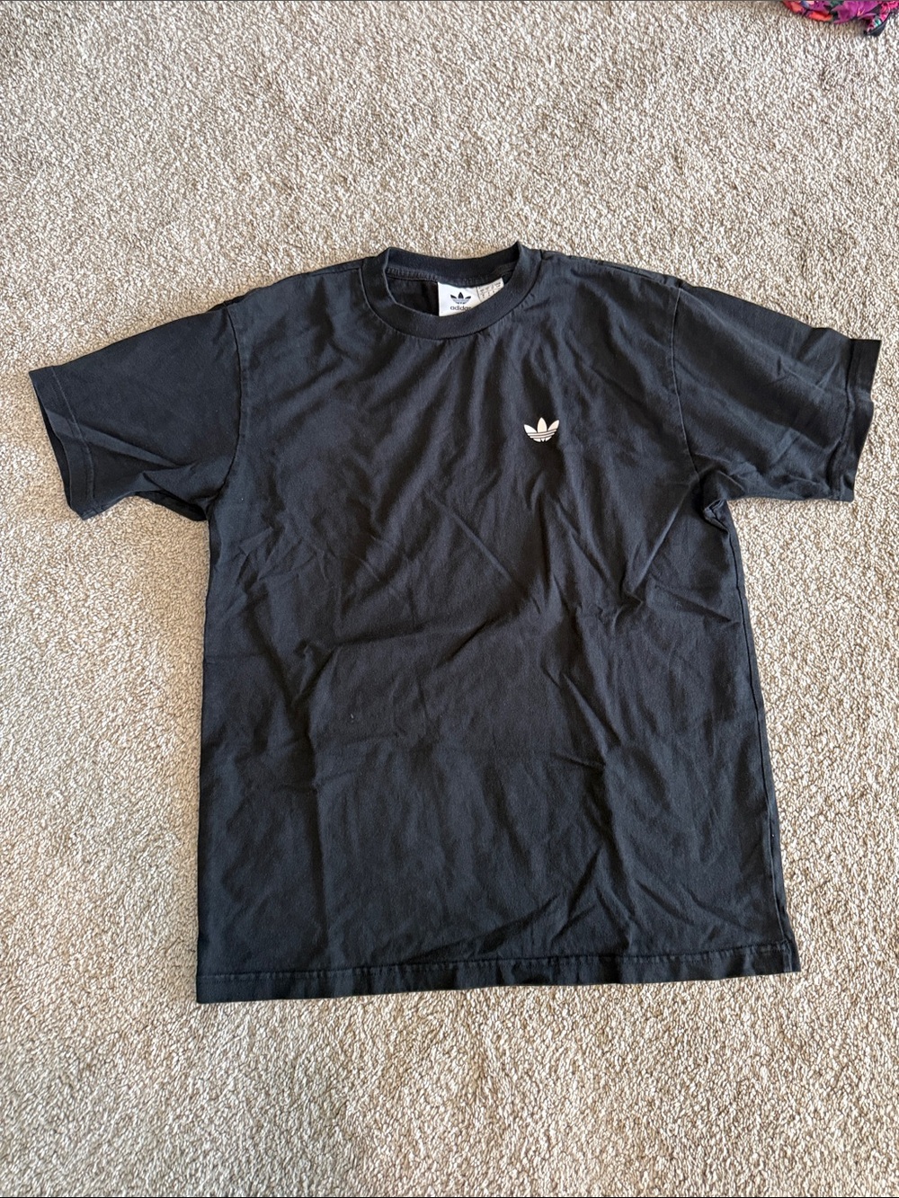 adidas Black Short Sleeve Trefoil Logo Tee